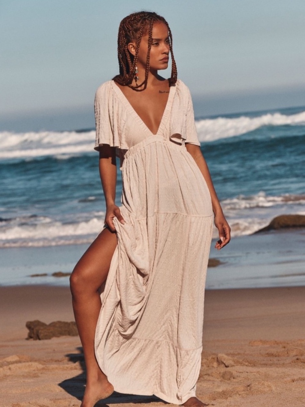 Free People La La Maxi Dress in Cream